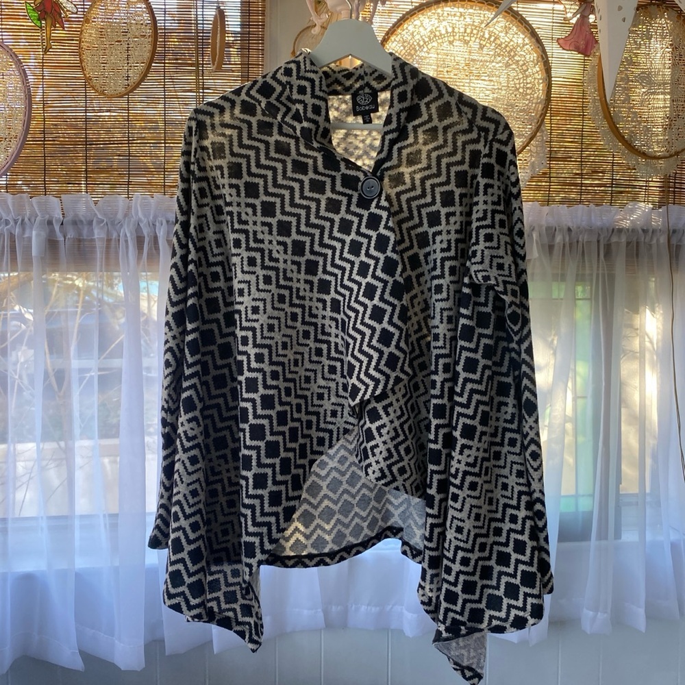Bobeau One Button Drape Cardigan